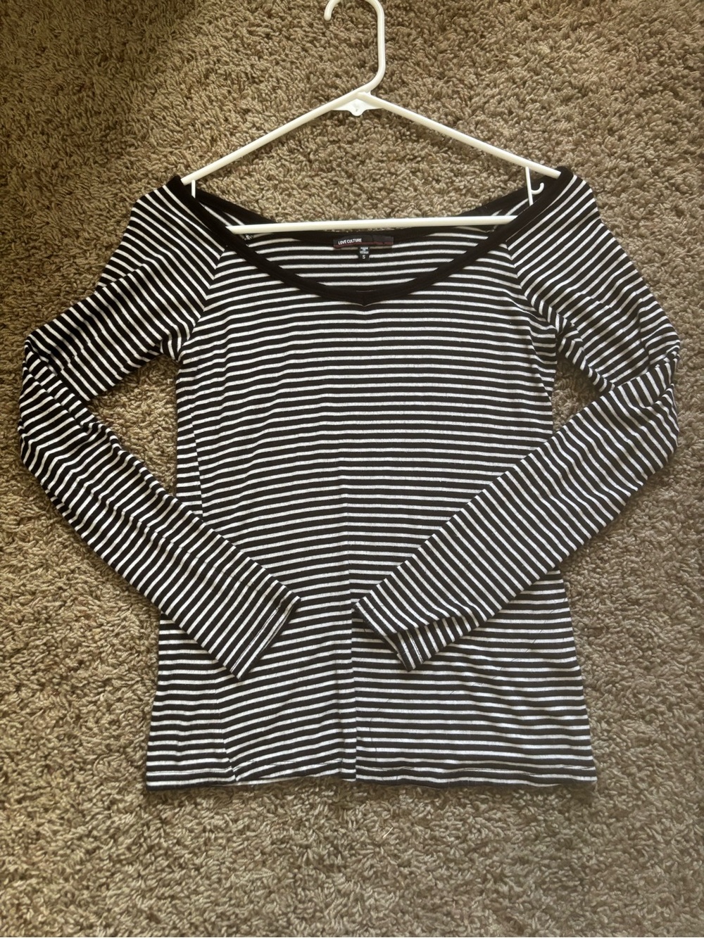 Love Culture Black & White Striped Long Sleeve Top